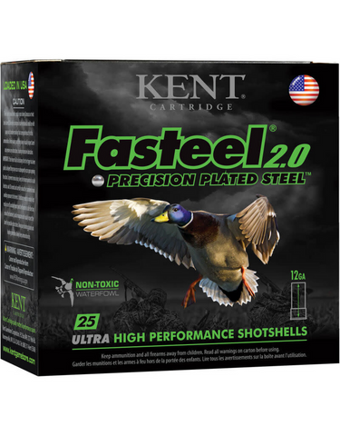 Kent K123FS322 Fasteel 2.0 12 Gauge Cartridge, 3 in 1 1/8 oz, 2 shots