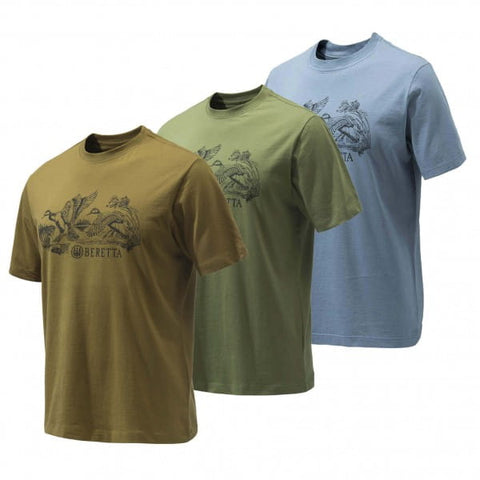 Beretta Engraved Ducks T-Shirt - Sage Green