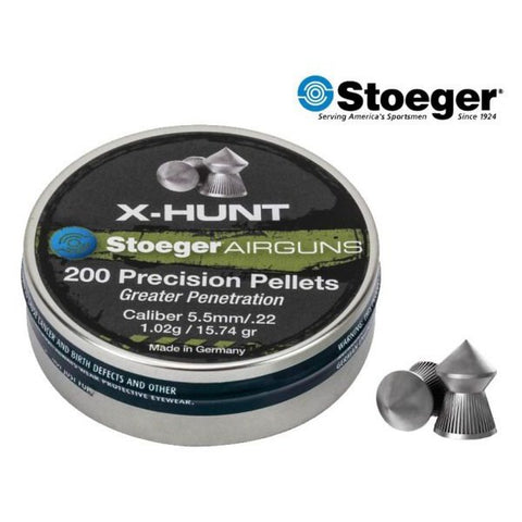 Stoeger X-Hunt Pellets, 5.5mm/22 Cal, 1.02g/15.74 Grain, 200 Count