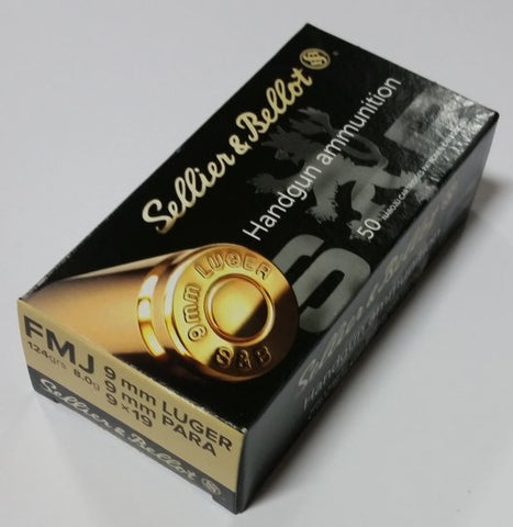 S & B c.9MM PARA 124 gr.FMJ SELLIER & BELLOT HANDGUN AMMUNITION PISTOL