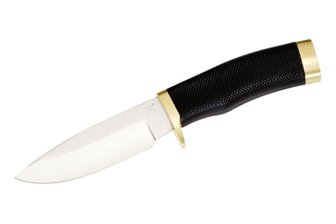 VANGUARD FIXED BLADE KNIFE BLACK RUBBER HANDLE AND NYLON SHEATH