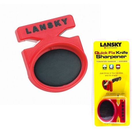 Lansky Quick Fix Aiguiseur De Poche - Affûteur Portable Céramique Double Face Pour Couteaux De Poche Et Cuisine - Rouge Pratique Et Efficace