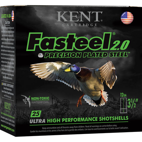Kent K1235FS402 Fasteel 2.0 12 Gauge Cartridge, 3.5 in 1-3/8 oz, 2 Shot
